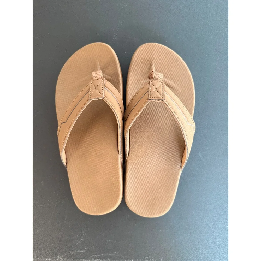 Wonder Nations Youth Boys Brown Faux Leather‎ Flip Flop Sandals Thong Size 2-3